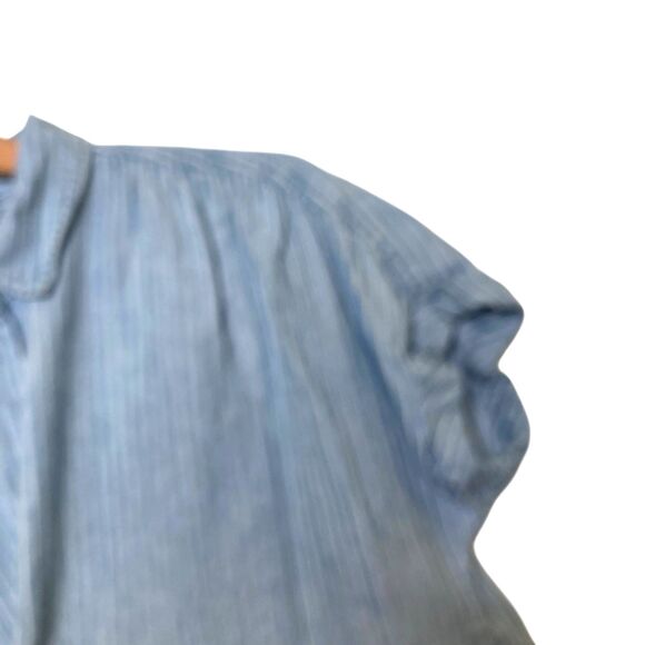 Faherty Womens Breeze Shirt Size Small Tried & True Stripe Relaxed Fit Chambray - Picture 8 of 14